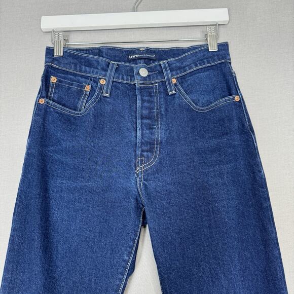 Levi's Made & Crafted Jeans Womens 27 Blue 501 Crop Button Fly Selvedge Denim - Picture 2 of 15